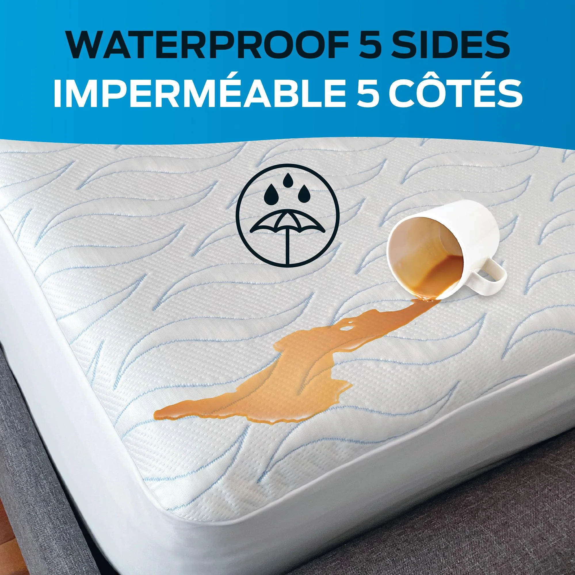 Comerco Protection pour matelas Grand Protège-matelas Optimal - 100% imperméable 5 côtés (Grand) - Image 3