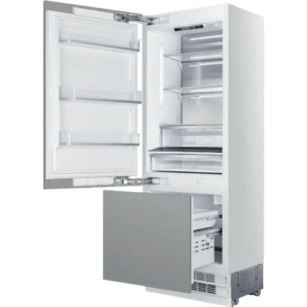 Elica Réfrigérateur à congélateur inférieur intégré de 30 pouces, 16 pi. cu. avec machine à glaçons interne - Charnière à gauche ER30SRB161PR-L