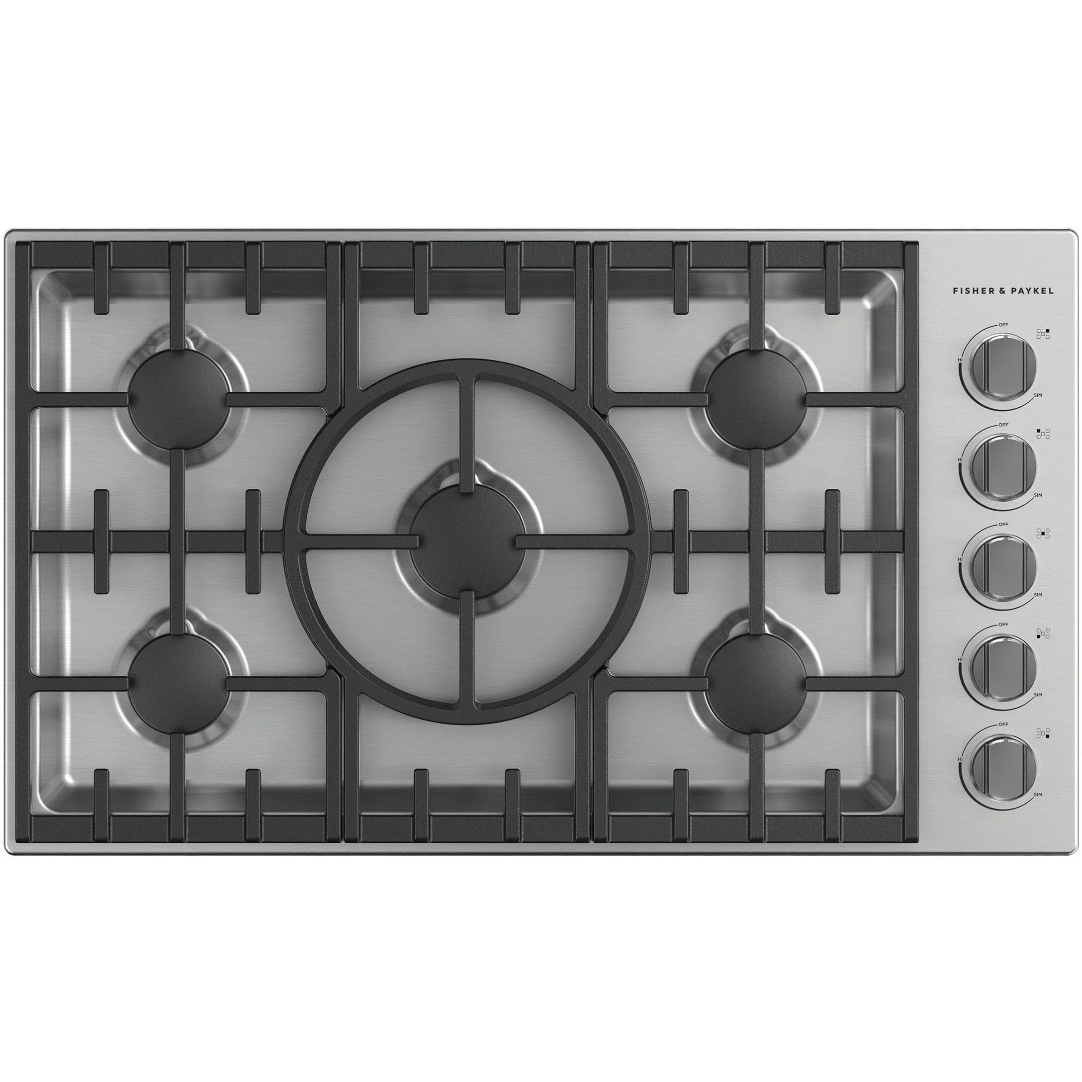 Fisher & Paykel Table de cuisson encastrée à gaz de 36 po. avec 5 brûleurs CDV3-365-N