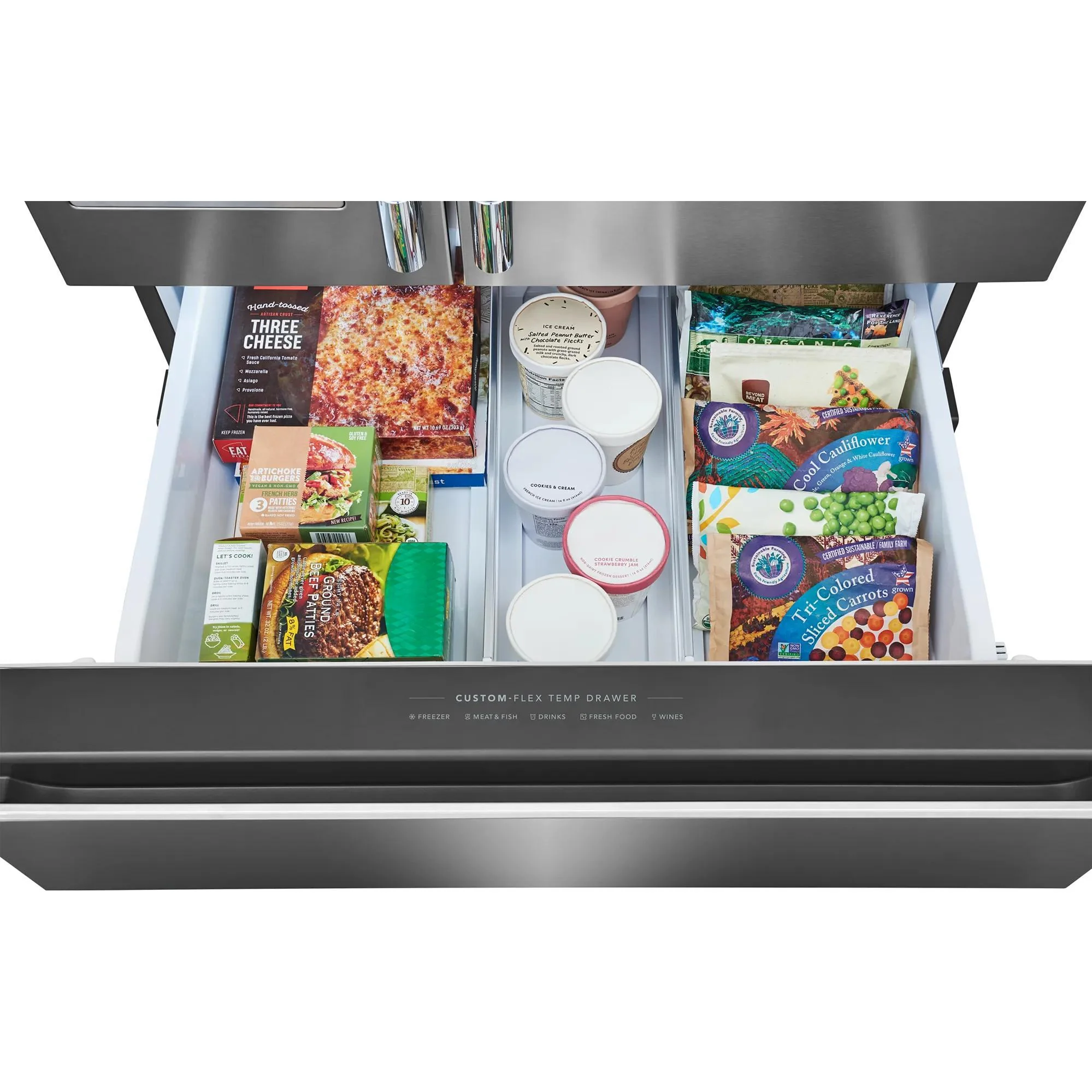 Frigidaire Professional Réfrigérateur quatre portes avec porte à deux battants autoportant de 36 pouces, 26,3 pi. cu. avec tiroir température Custom-Flex® PRMS2790BF - Image 8