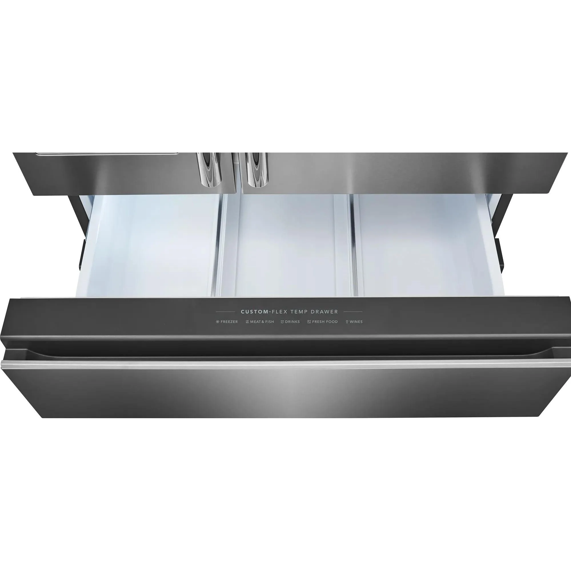 Frigidaire Professional Réfrigérateur quatre portes avec porte à deux battants autoportant de 36 pouces, 26,3 pi. cu. avec tiroir température Custom-Flex® PRMS2790BF - Image 9