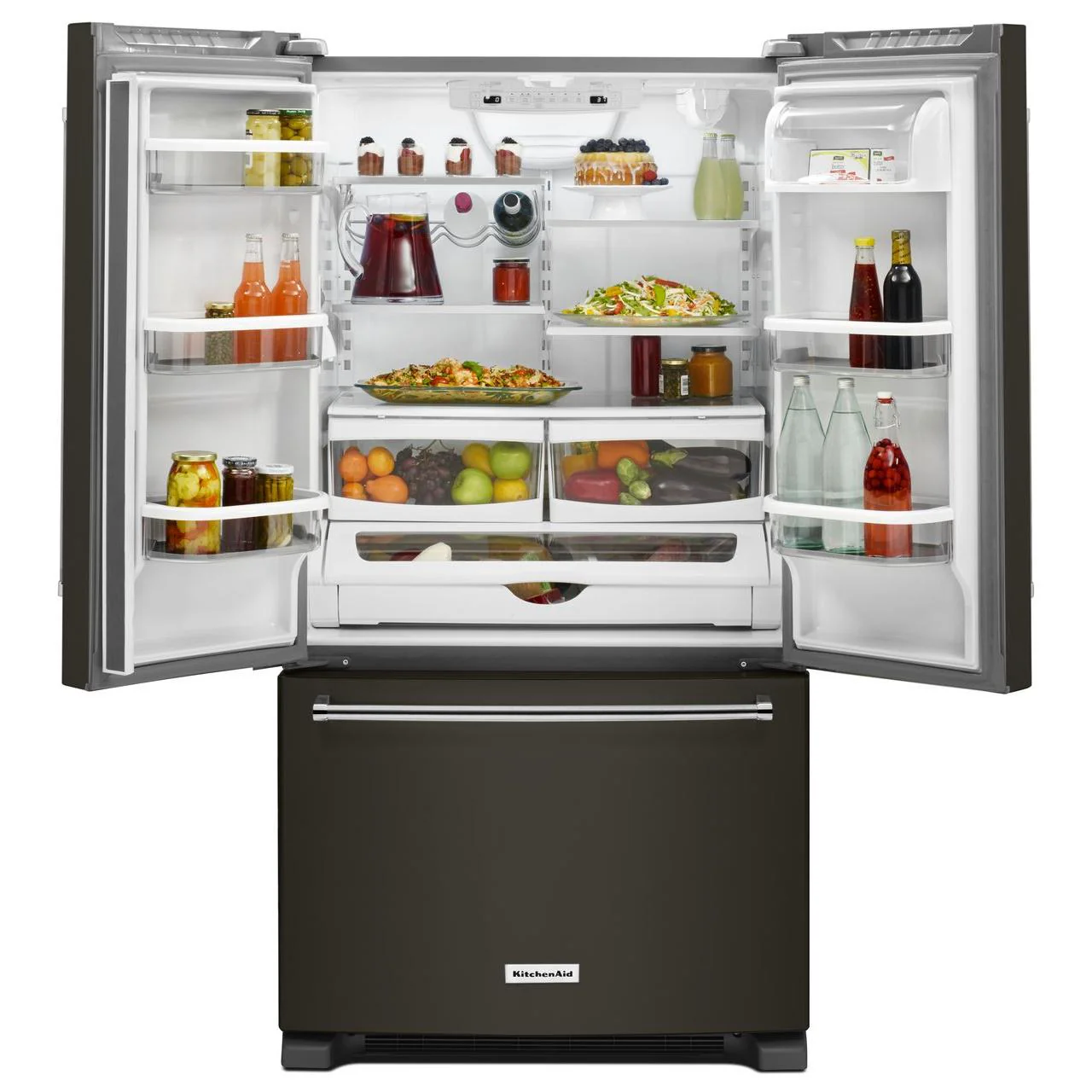 Germain Larivière Réfrigérateur trois portes avec porte à deux battants de 36 po, 20 pi cu avec distributeur d'eau interne KitchenAid KRFC300EBS- Vente finale - Boite ouverte- Vendu tel quel - Image 3