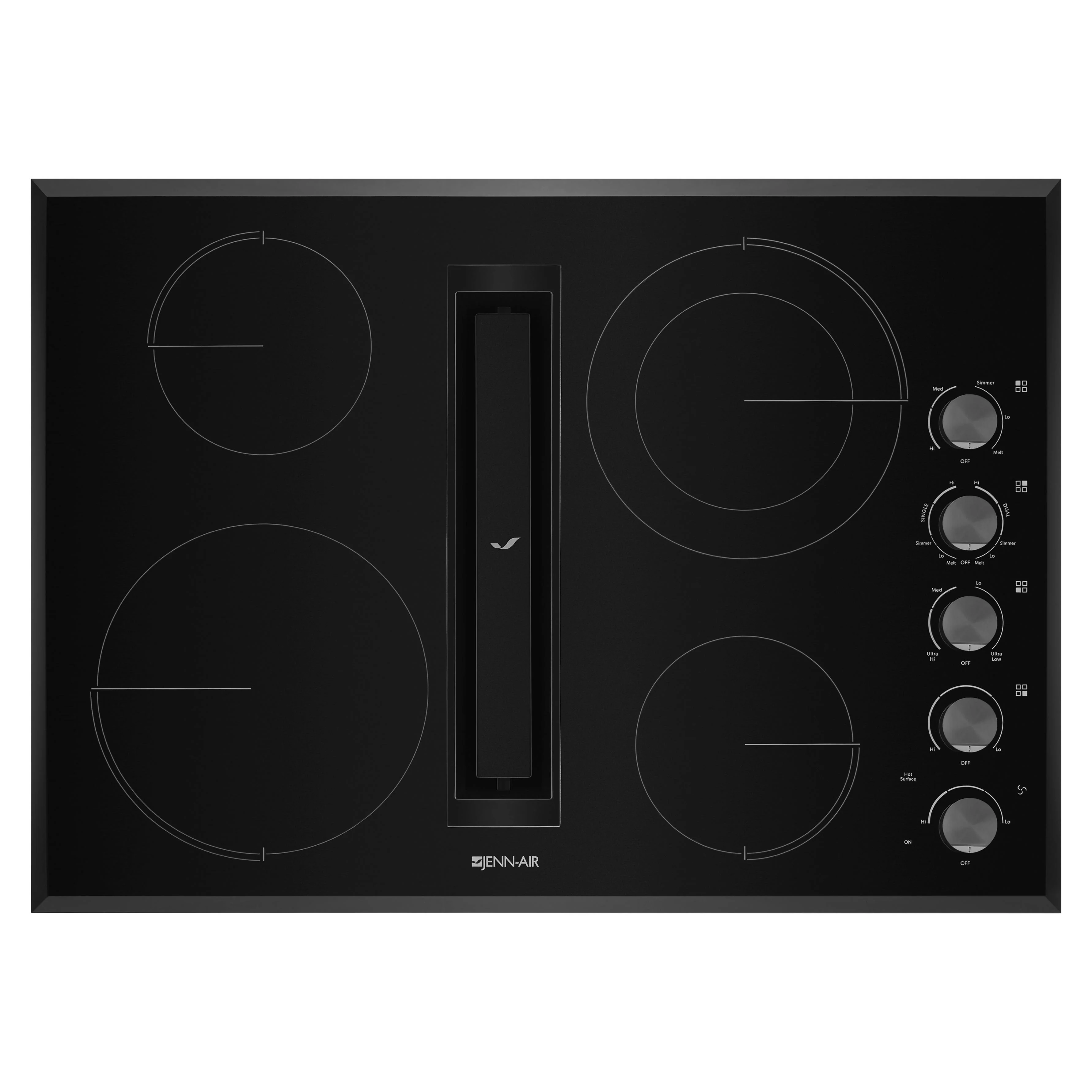 Germain Larivière Table de cuisson encastrée électrique de 30 po avec système de ventilation à évacuation descendante JX3™ JENNAIR JED3430GB-Vente finale- Modèle de plancher - Vendu tel quel