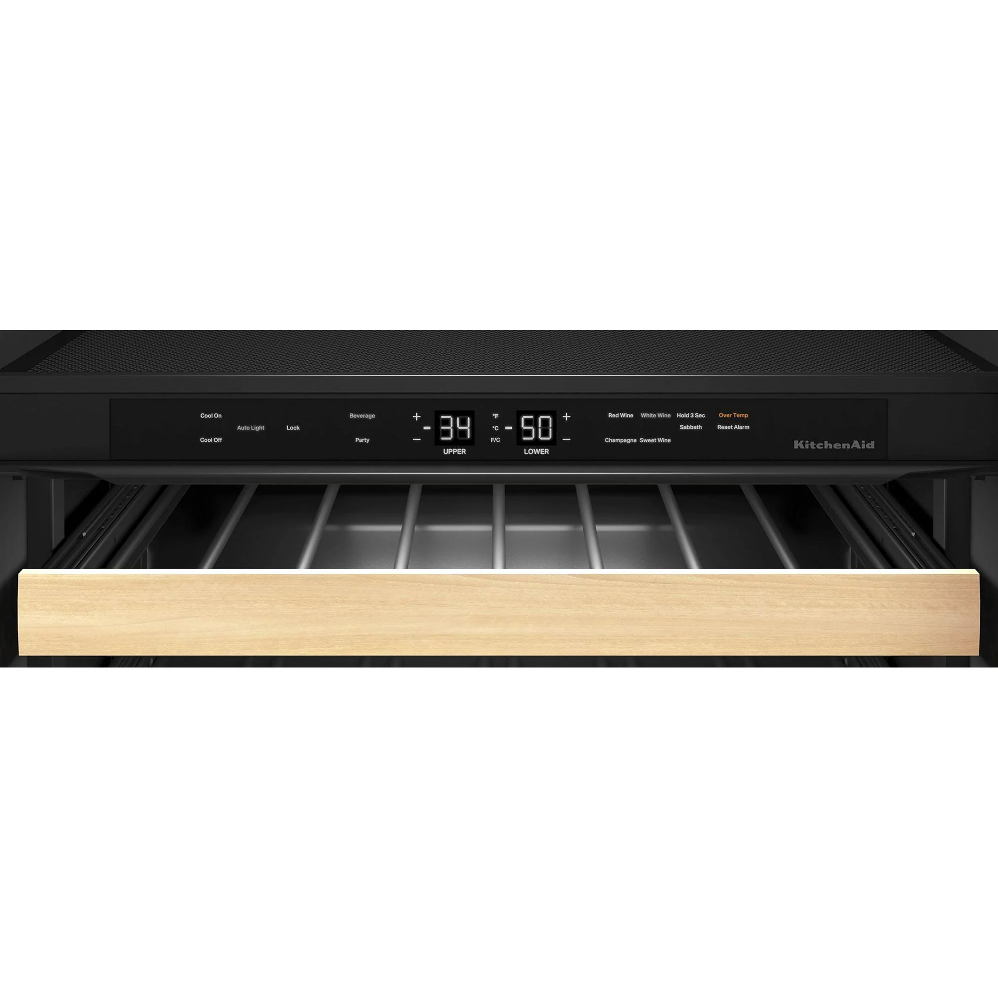 KitchenAid Centre de breuvages sous le comptoir de 4,8 pi. cu. avec porte en verre et clayettes à façade en bois KUBL524SPS - Image 4