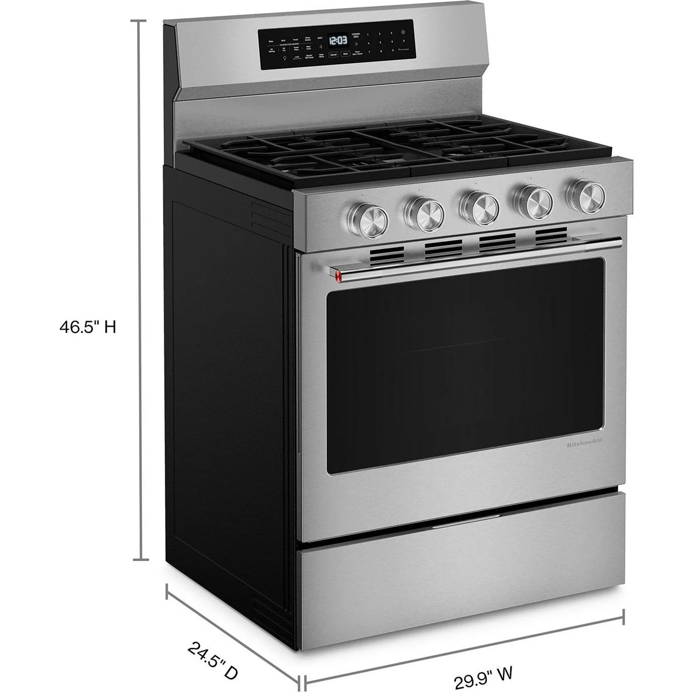 KitchenAid Cuisinière à gaz intelligente autoportante de 30 pouces avec convection KFGS530SPS - Image 12