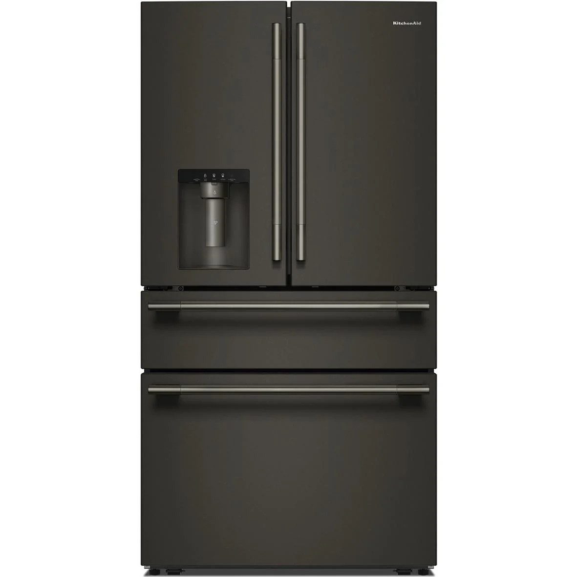KitchenAid Réfrigérateur quatre portes avec porte à deux battants autoportant de 36 pouces, 29,51 pi. cu. avec distributeur d'eau et de glace