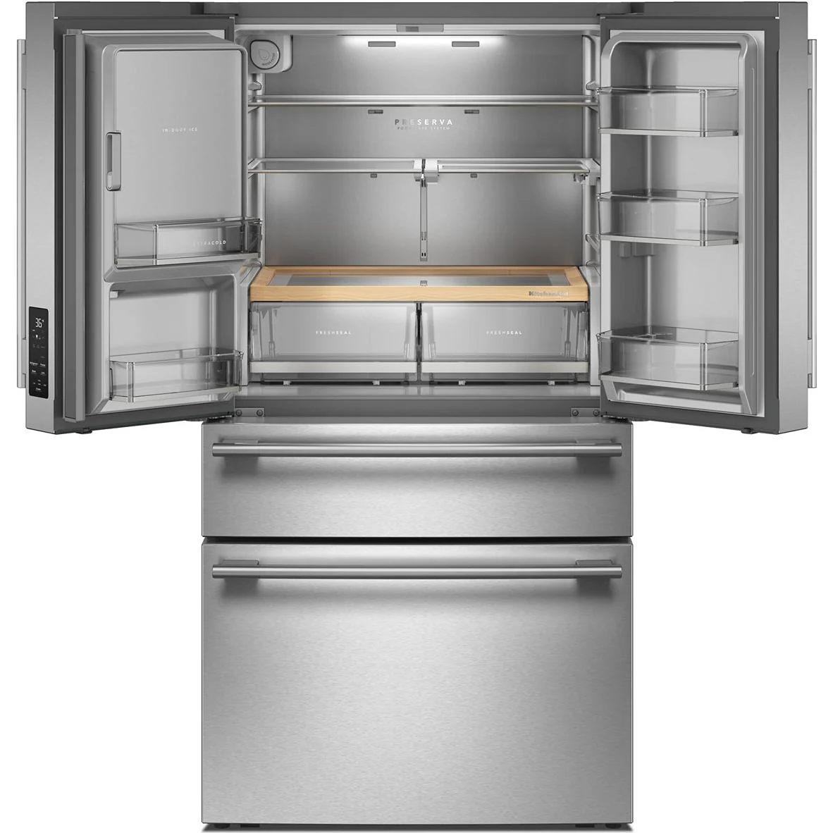KitchenAid Réfrigérateur quatre portes avec porte à deux battants autoportant de 36 pouces, 29,51 pi. cu. avec distributeur d'eau et de glace - Image 12