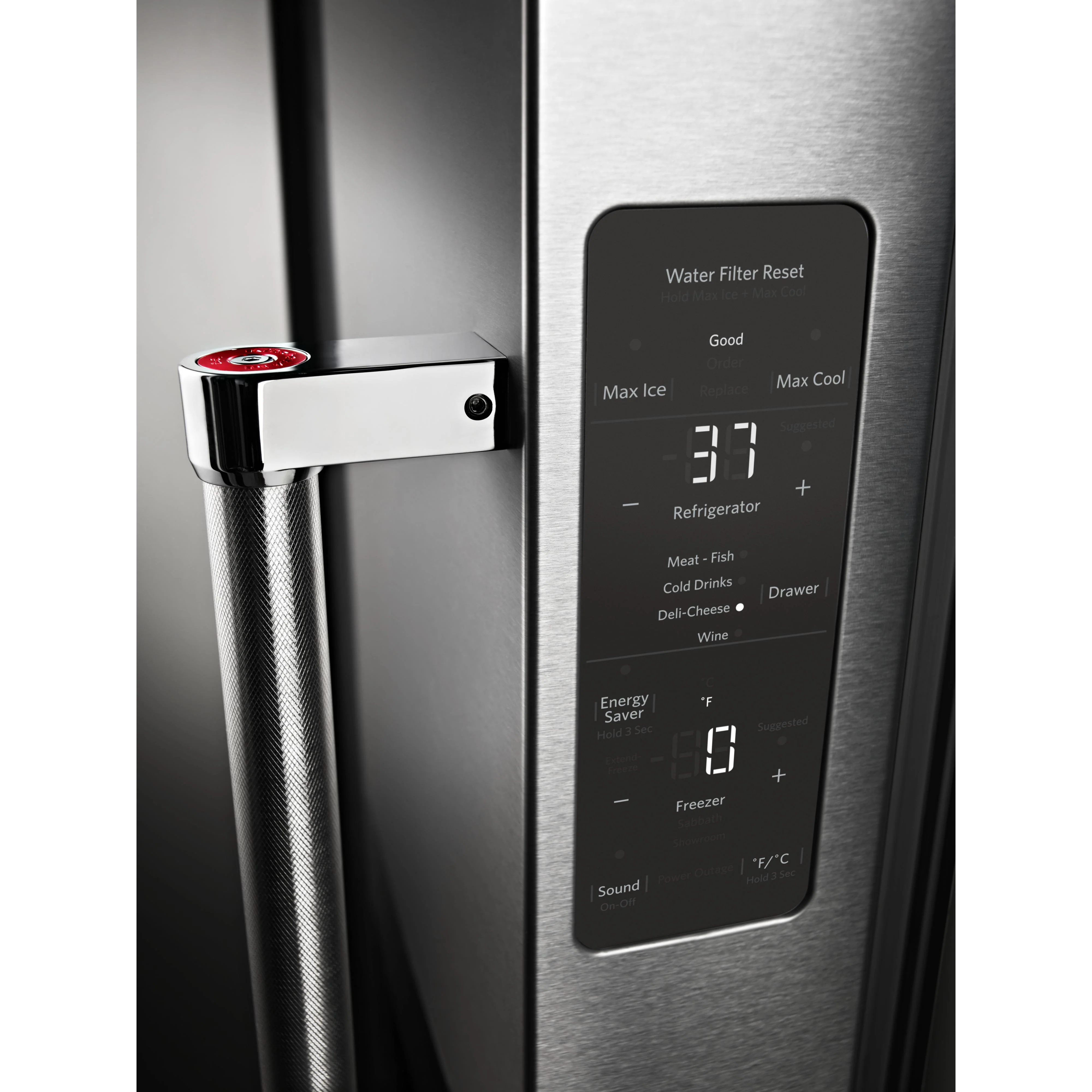 KitchenAid Réfrigérateur trois portes avec porte à deux battants à profondeur de comptoir de 36 po, 23.8 pi cu avec distributeur d'eau et de glaçons KRFC704FPS - Image 5