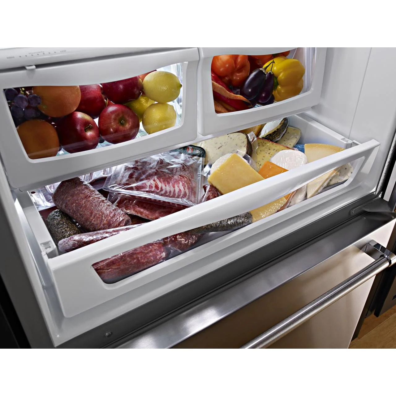 KitchenAid Réfrigérateur trois portes avec porte à deux battants amovible de 36 po., 25 pi.cu. avec système de température ExtendFresh™ Plus KRFF305ESS - Image 15