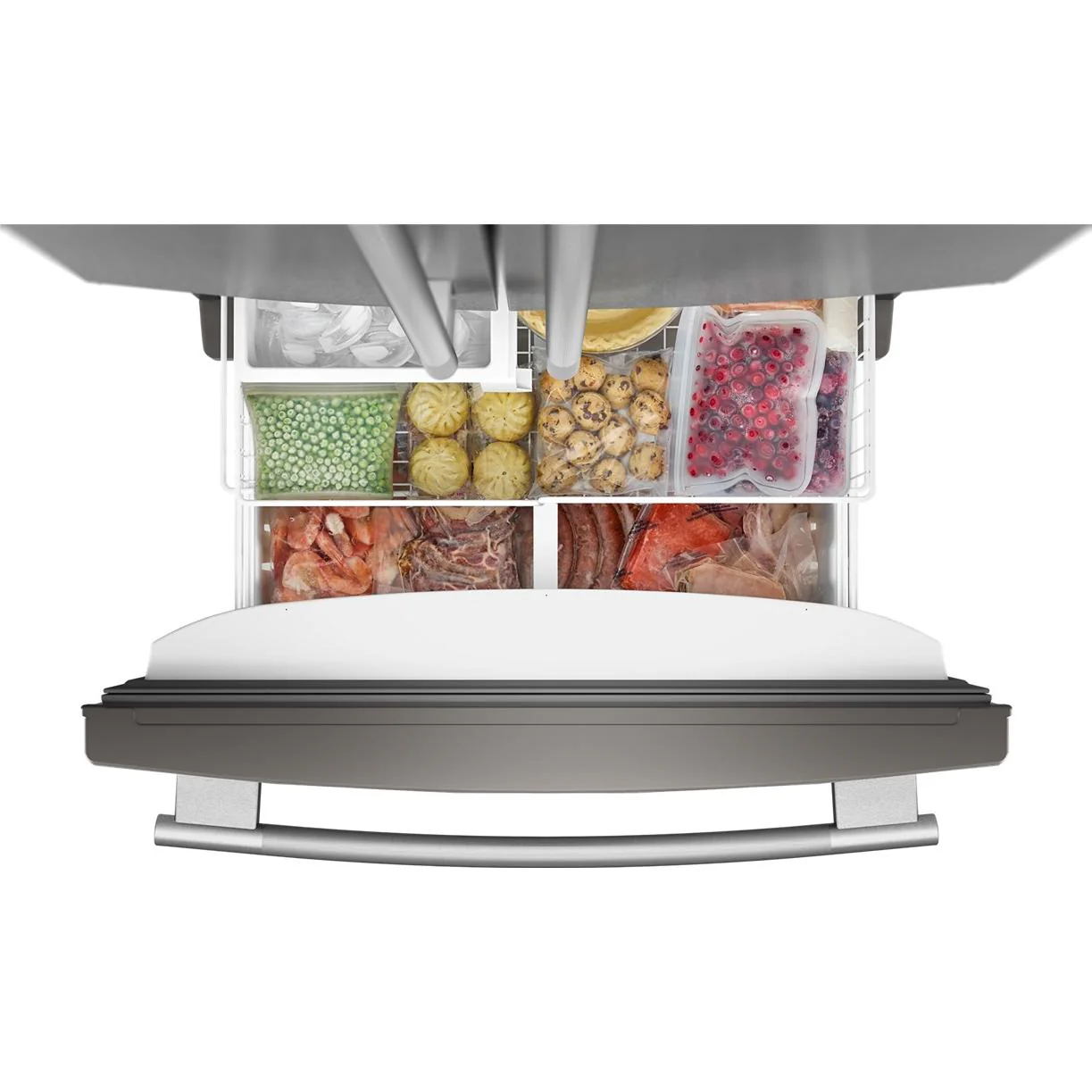 KitchenAid Réfrigérateur trois portes avec porte à deux battants autoportant de 33 pouces, 22 pi. cu. avec machine à glaçons KRFF333SPS - Image 4