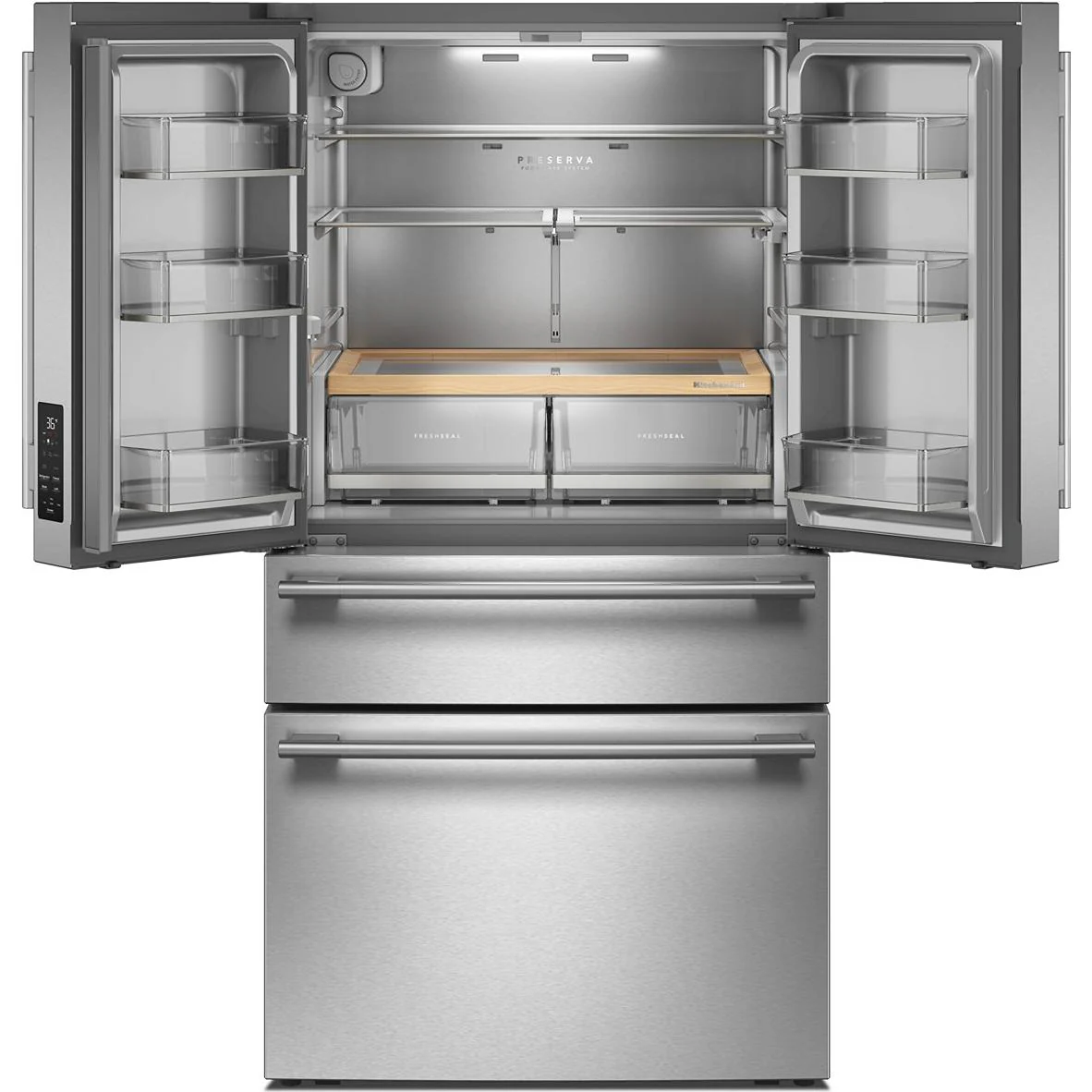 KitchenAid RĂ©frigĂ©rateur français Ă portes de 36 pouces, 30 pi. cu. avec distributeur dâeau intĂ©rieur et machine Ă glaçons KRMF336SPS - Image 2