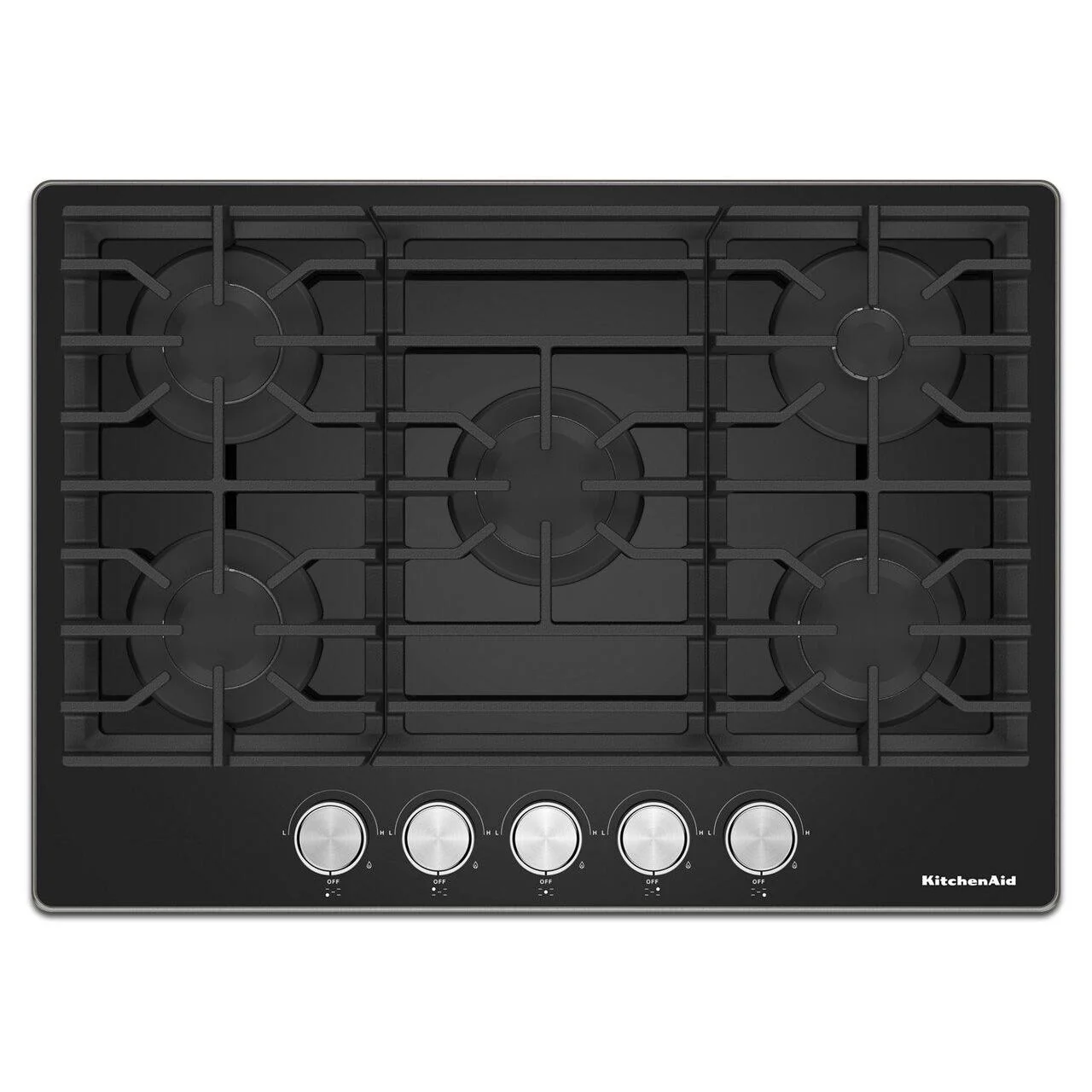 KitchenAid Table de cuisson encastrée à gaz de 30 pouces avec 5 brûleurs KCGG530PBL