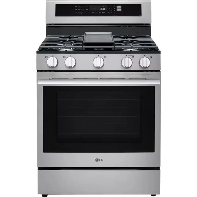 LG Cuisinière à gaz intelligente de 30 pouces avec fonction Air Fry LRGN6325X