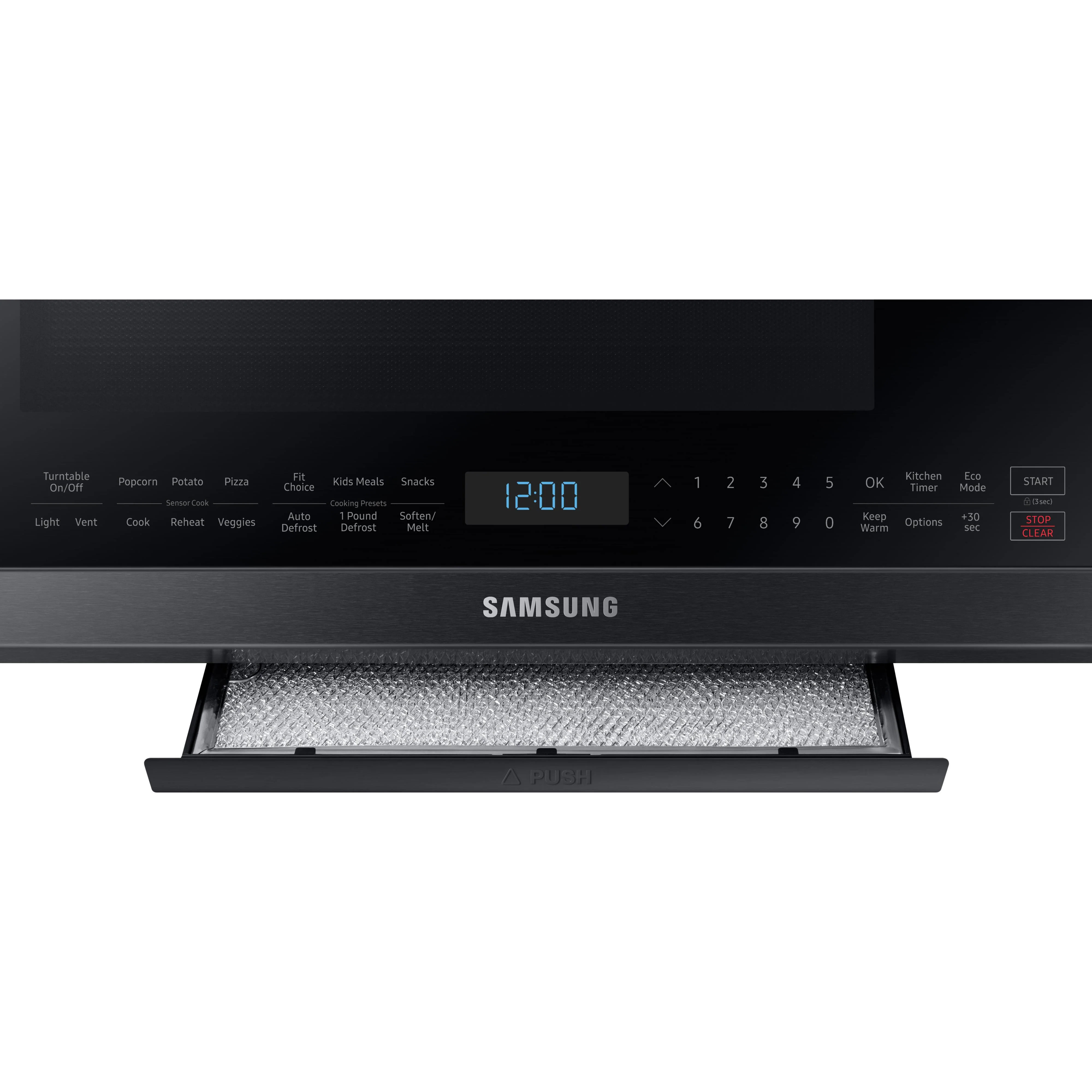 Samsung Four à micro-ondes au dessus de cuisinière de 30 po, 2,1 pi cu avec système de ventilation ME21M706BAG/AC - Image 9