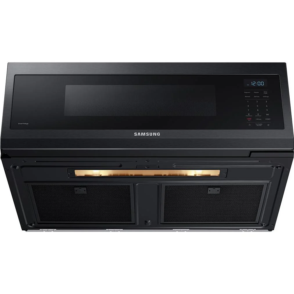 Samsung Four à micro-ondes intelligent de 30 pouces et 1,1 pi. cu., à hotte intégrée avec Wi-Fi et contrôle vocal ME11F7510MT/AC - Image 5