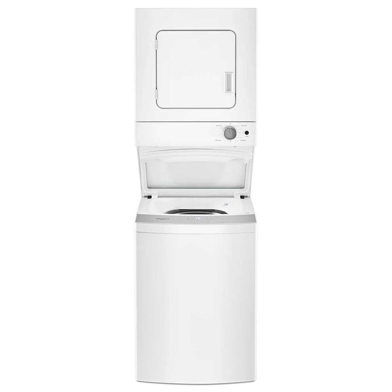 Whirlpool Centre de buanderie laveuse/sécheuse superposées électrique avec couvercle vitré EasyView™ YWET4024HW - Image 2