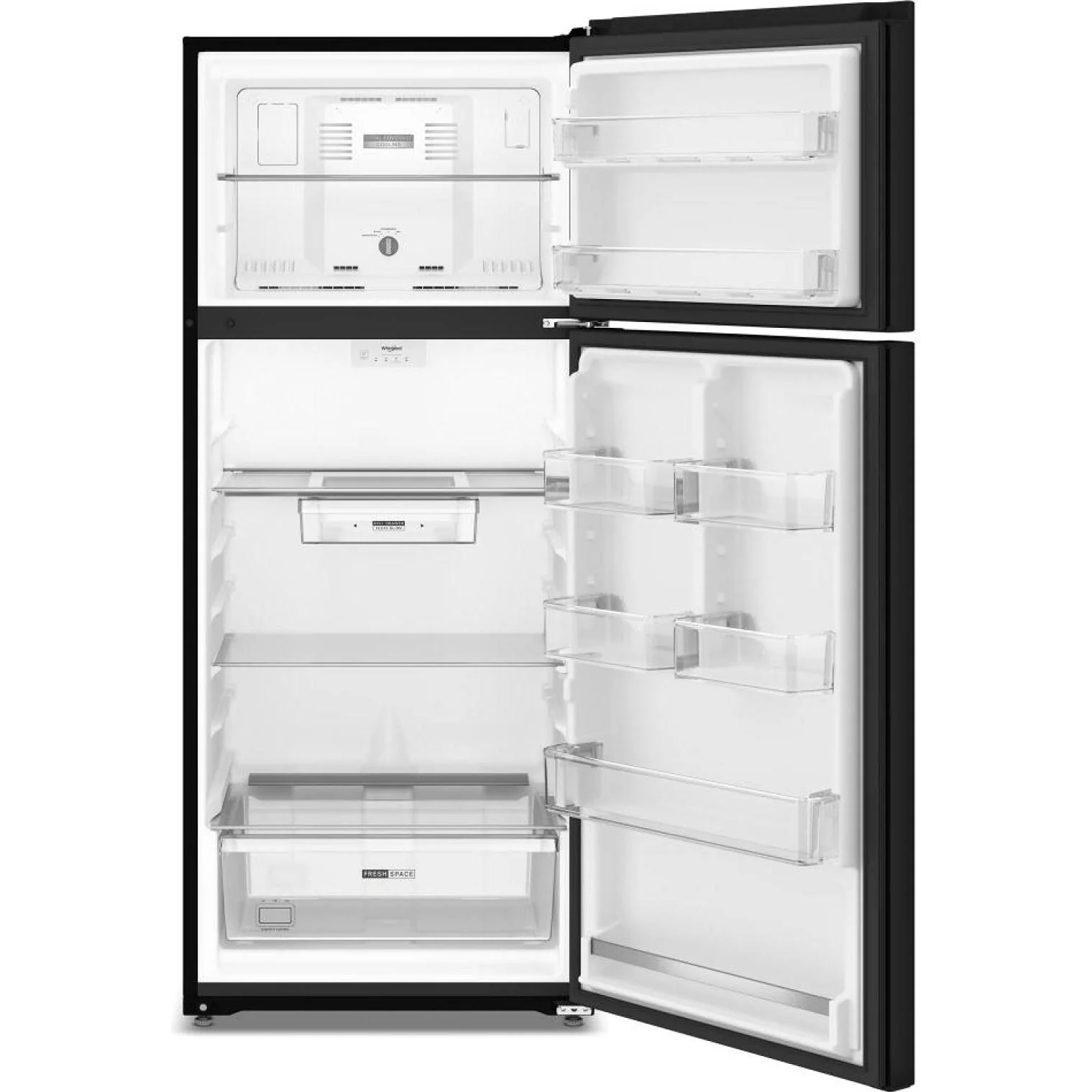 Whirlpool Réfrigérateur à congélateur supérieur de 28 po, 18,0 pi³ avec refroidissement Total Coverage WRTX5118TB - Image 2