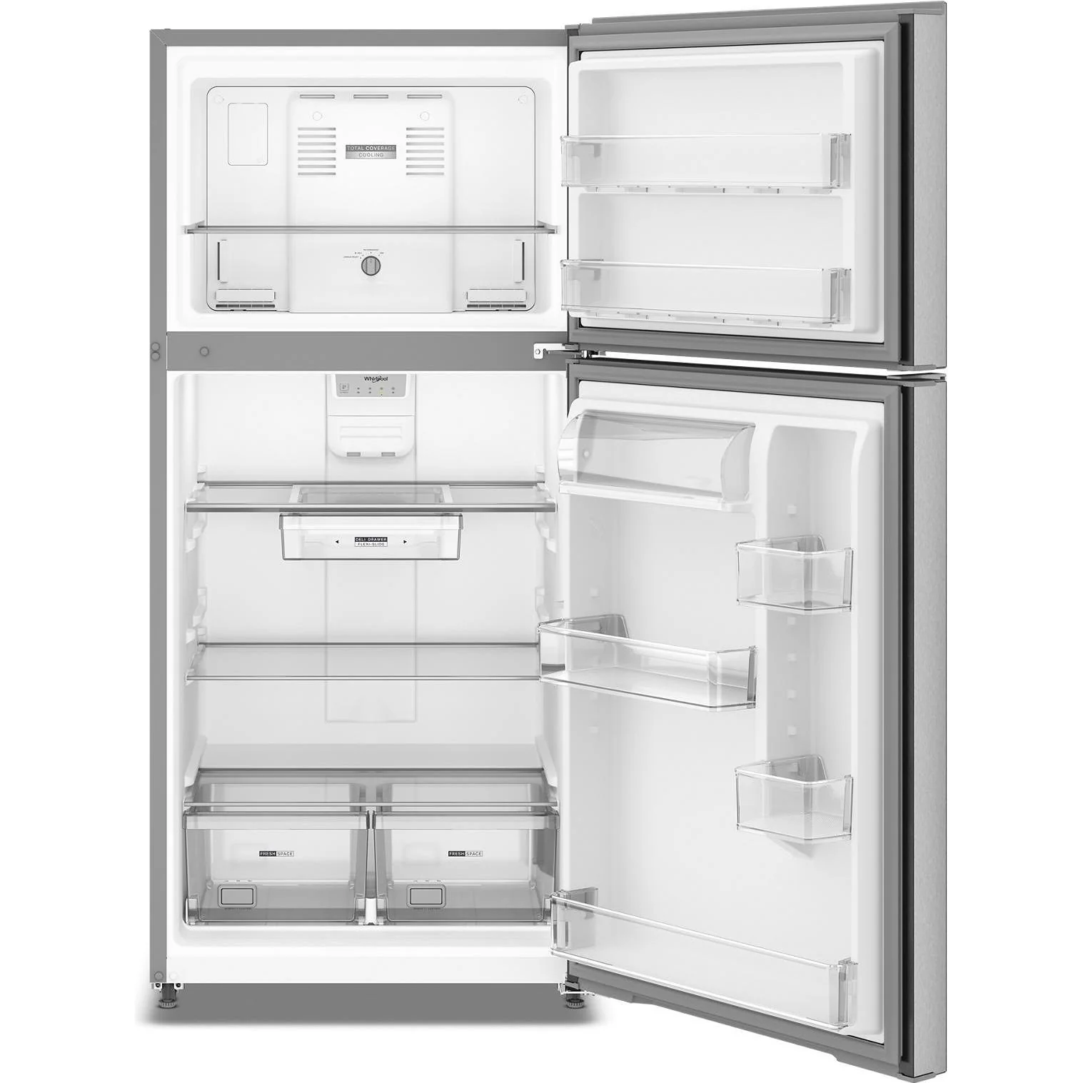 Whirlpool Réfrigérateur à congélateur supérieur de 29,5 po et 19 pi³ avec refroidissement à couverture totale WRTX5419SZ - Image 2