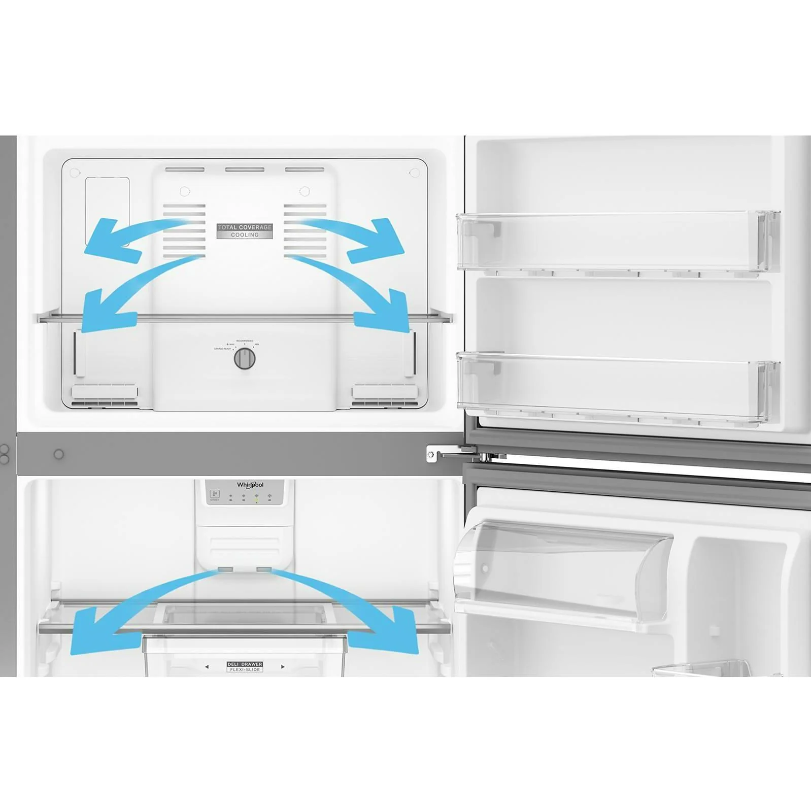 Whirlpool Réfrigérateur à congélateur supérieur de 29,5 po et 19 pi³ avec refroidissement à couverture totale WRTX5419SB - Image 53