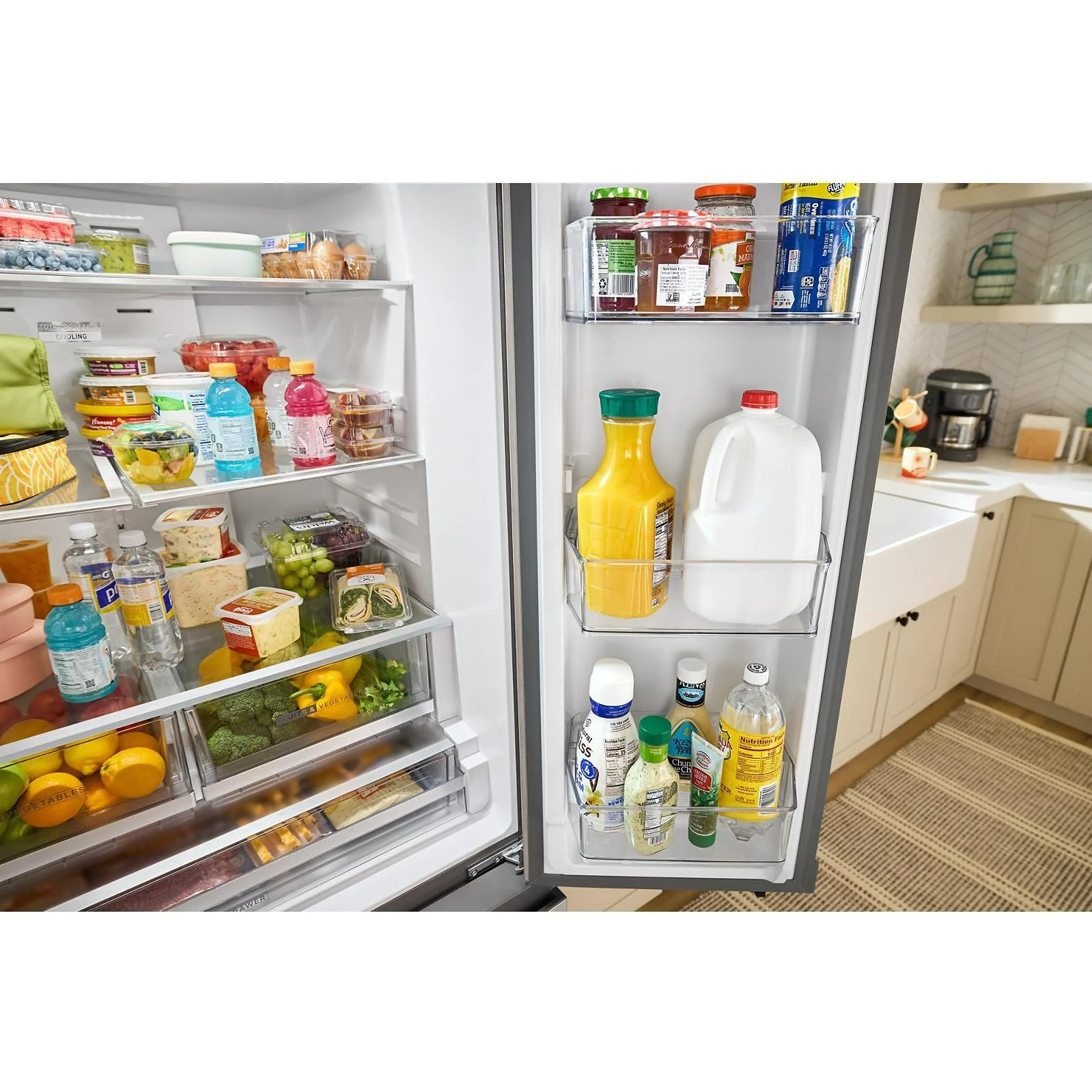 Whirlpool Réfrigérateur trois portes avec porte à deux battants autoportant de 36 pouces, 30 pi. cu. avec système distributeur d'eau et de glaçons externe WRFF3536SV - Image 11