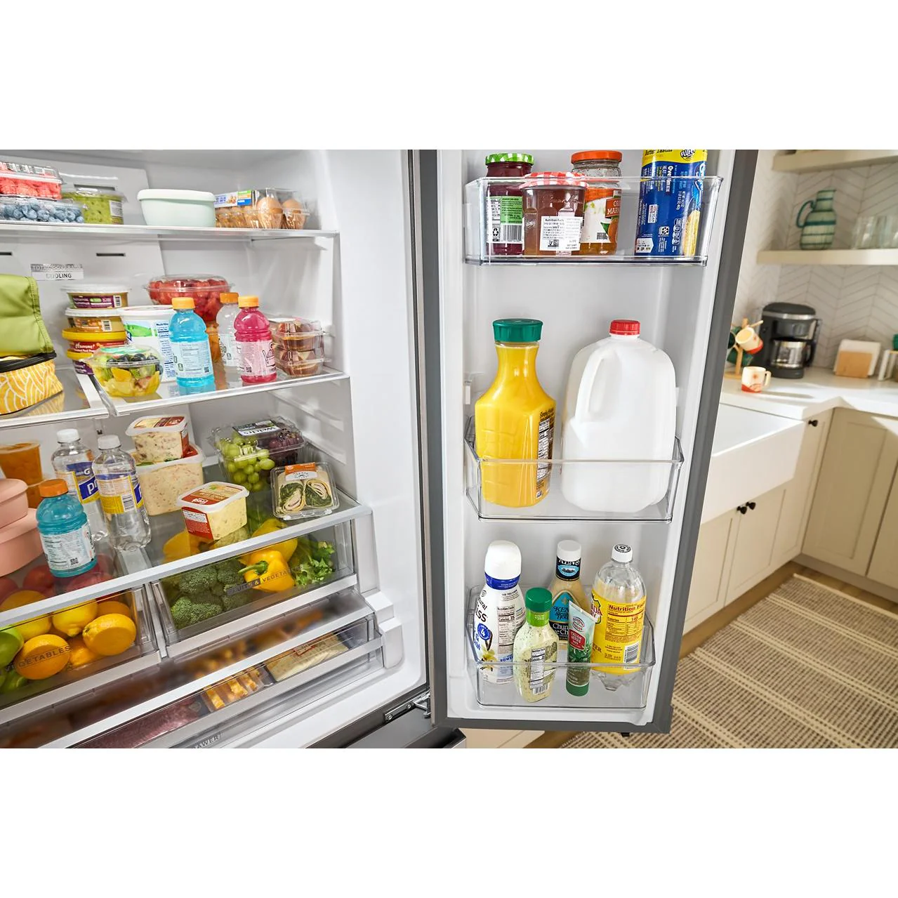 Whirlpool Réfrigérateur trois portes avec porte à deux battants autoportant de 36 pouces, 31 pi. cu. avec machine à glaçons interne WRFF3136SZ - Image 5