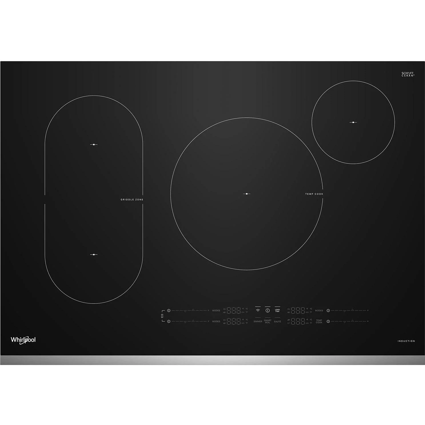 Whirlpool Table de cuisson à induction intelligente de 30 pouces avec technologie Temp Cook™ WCIT7030SS